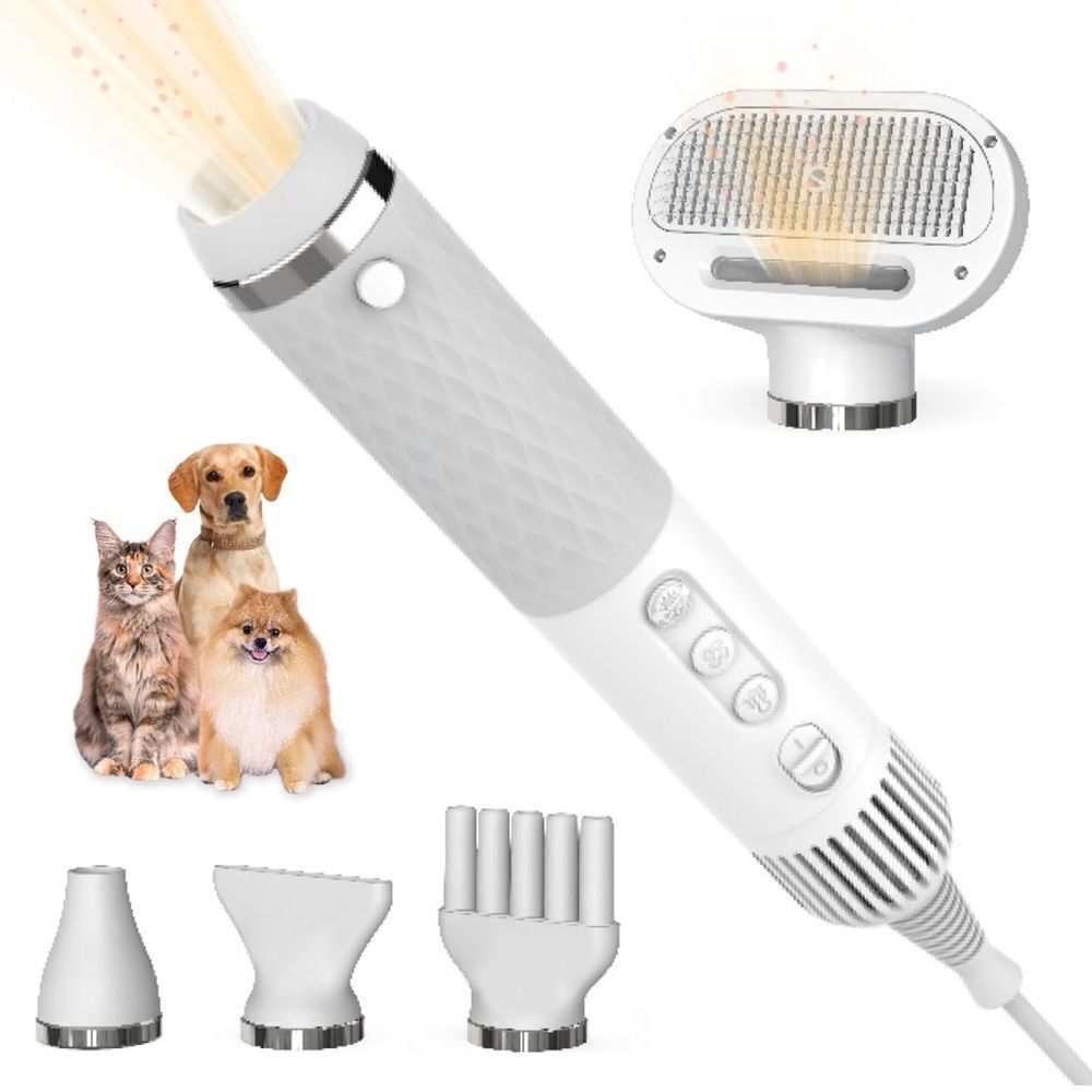 New Dog Dryer, 5 in 1 Portable Handheld Dog Blow Dryer w/ Smart Temp Adjustment